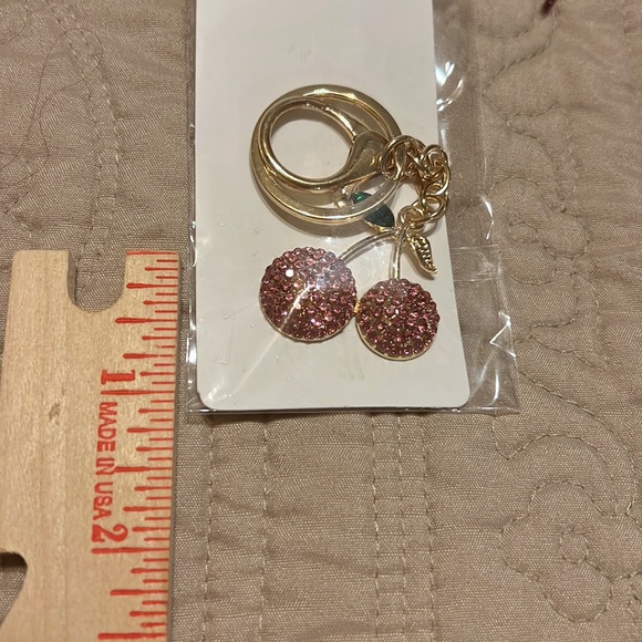 Gold and Pink Cherry Keychain - Picture 3 of 3